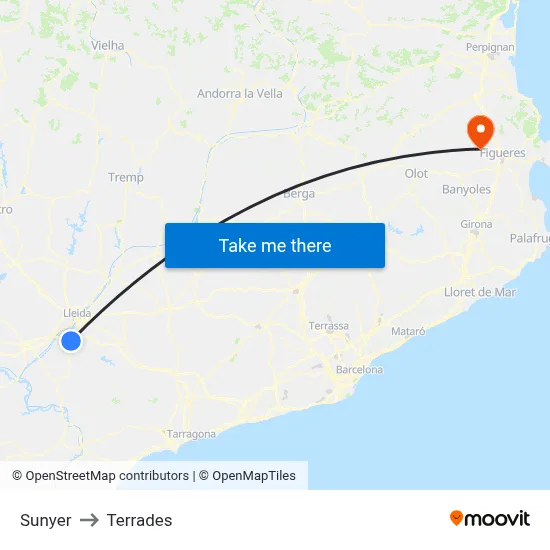 Sunyer to Terrades map