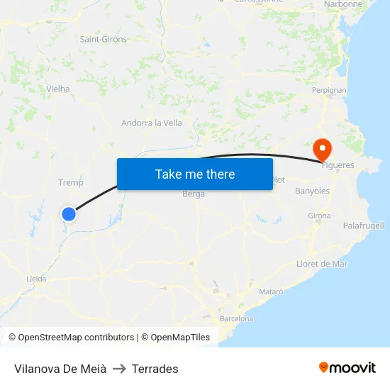Vilanova De Meià to Terrades map
