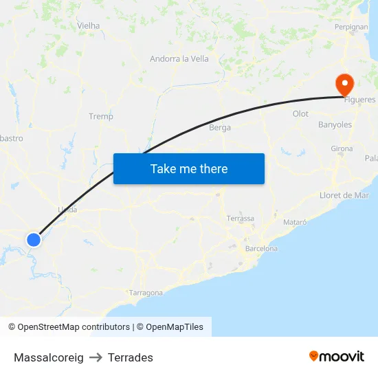 Massalcoreig to Terrades map