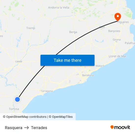 Rasquera to Terrades map
