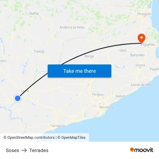 Soses to Terrades map