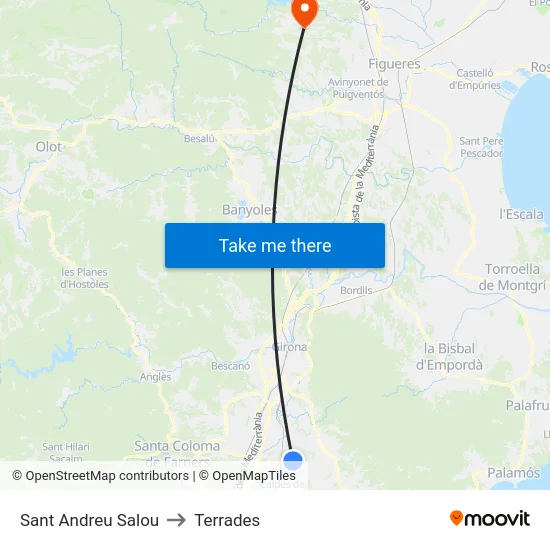 Sant Andreu Salou to Terrades map