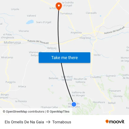 Els Omells De Na Gaia to Tornabous map