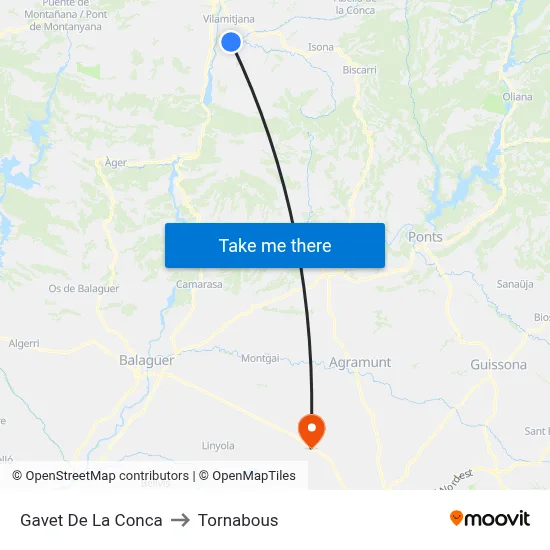 Gavet De La Conca to Tornabous map