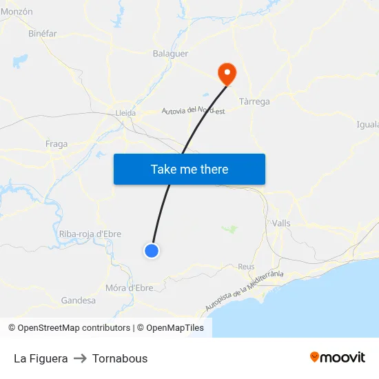 La Figuera to Tornabous map