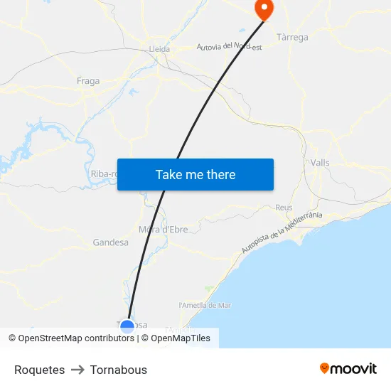 Roquetes to Tornabous map