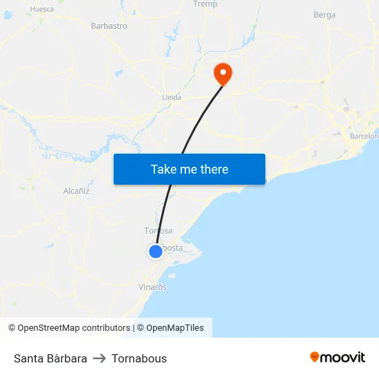 Santa Bàrbara to Tornabous map