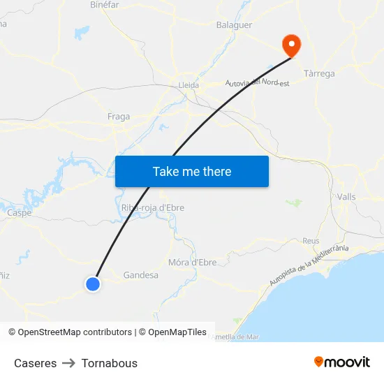 Caseres to Tornabous map