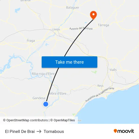 El Pinell De Brai to Tornabous map