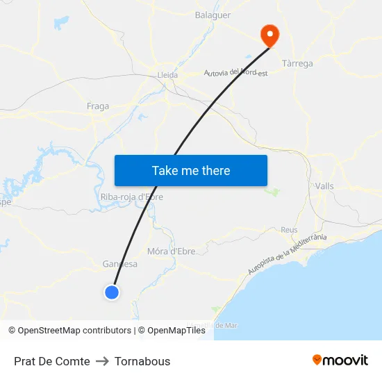 Prat De Comte to Tornabous map