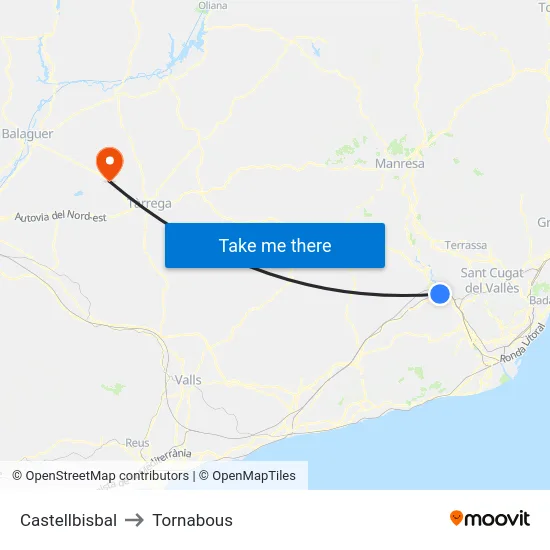 Castellbisbal to Tornabous map