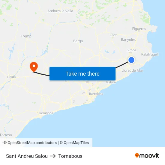 Sant Andreu Salou to Tornabous map
