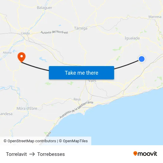 Torrelavit to Torrebesses map