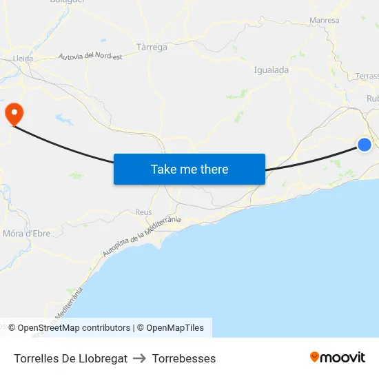 Torrelles De Llobregat to Torrebesses map