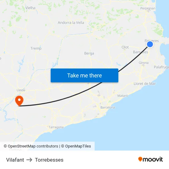 Vilafant to Torrebesses map