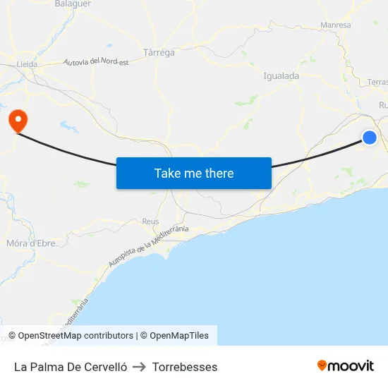 La Palma De Cervelló to Torrebesses map