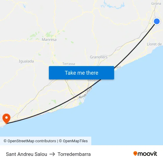 Sant Andreu Salou to Torredembarra map