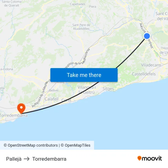 Pallejà to Torredembarra map