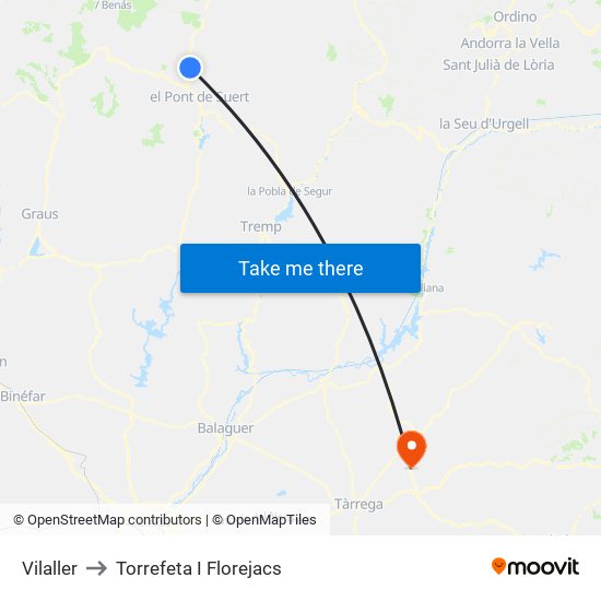 Vilaller to Torrefeta I Florejacs map