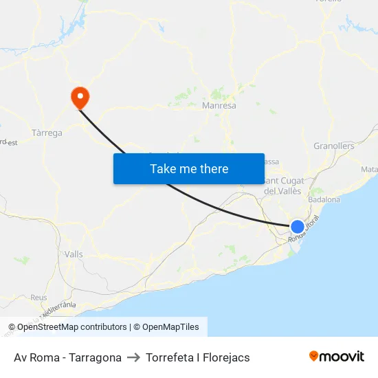 Av Roma - Tarragona to Torrefeta I Florejacs map