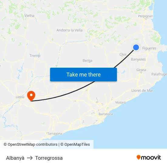 Albanyà to Torregrossa map