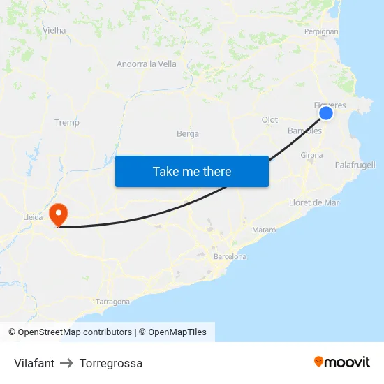 Vilafant to Torregrossa map