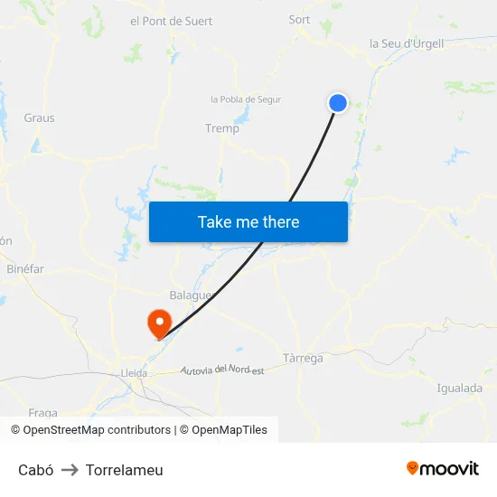 Cabó to Torrelameu map