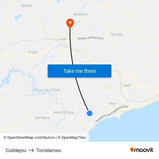 Colldejou to Torrelameu map