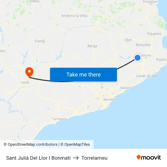 Sant Julià Del Llor I Bonmatí to Torrelameu map