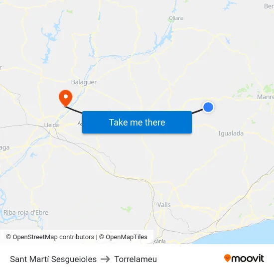 Sant Martí Sesgueioles to Torrelameu map