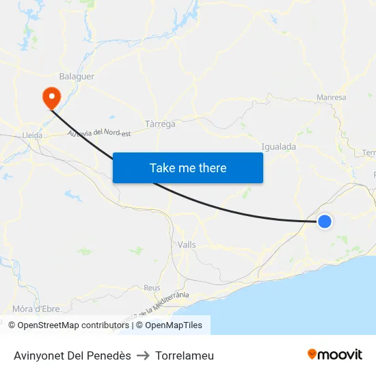 Avinyonet Del Penedès to Torrelameu map