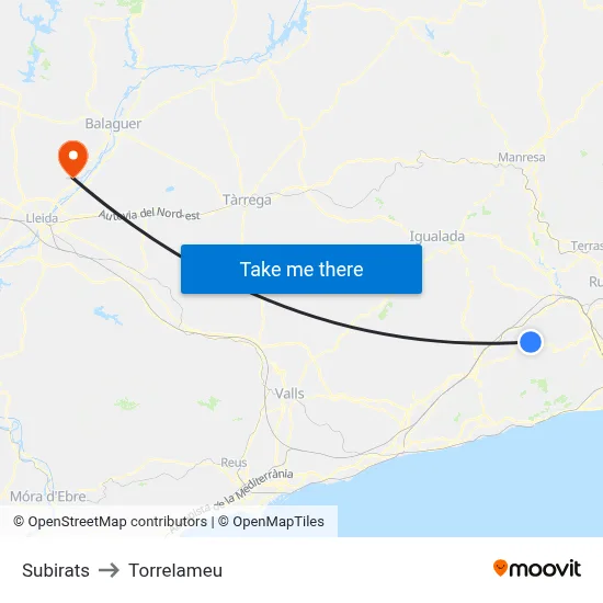 Subirats to Torrelameu map