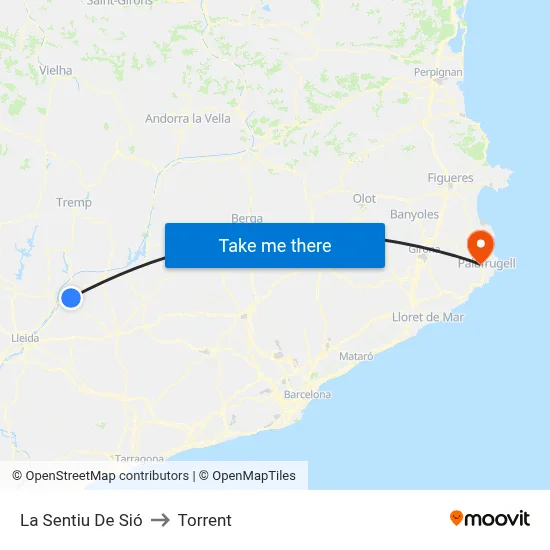 La Sentiu De Sió to Torrent map