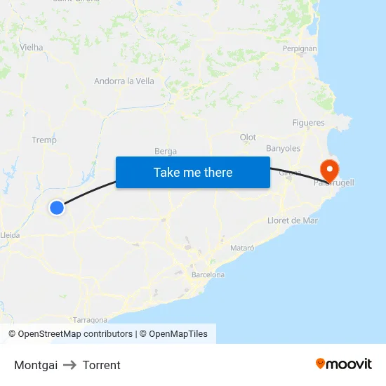 Montgai to Torrent map