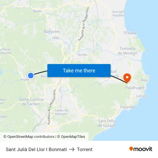 Sant Julià Del Llor I Bonmatí to Torrent map