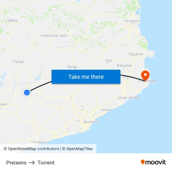 Preixens to Torrent map