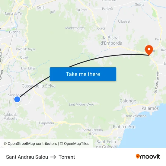 Sant Andreu Salou to Torrent map