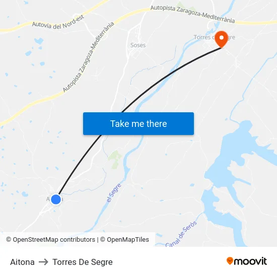 Aitona to Torres De Segre map