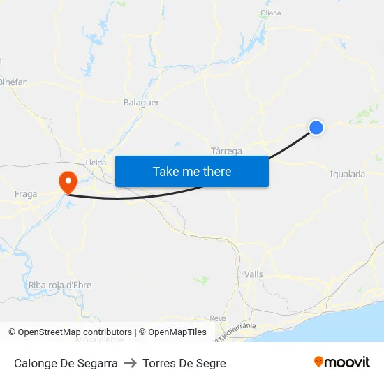 Calonge De Segarra to Torres De Segre map