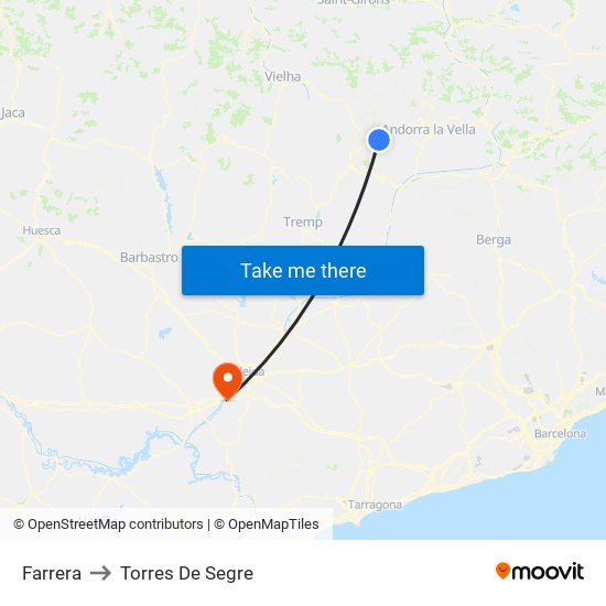 Farrera to Torres De Segre map