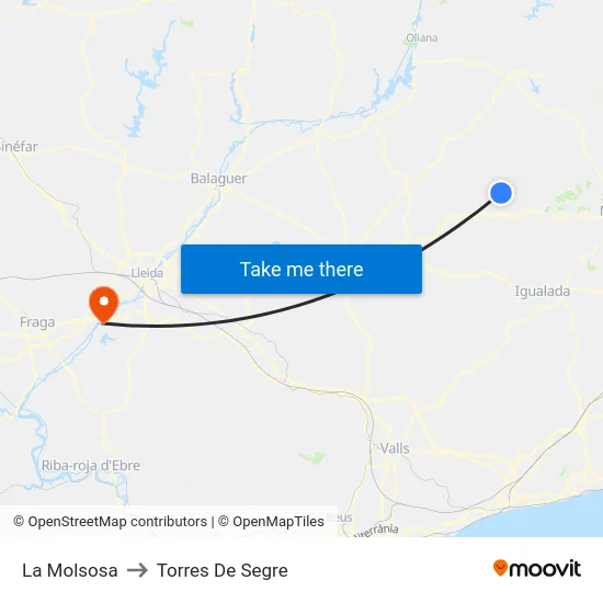 La Molsosa to Torres De Segre map