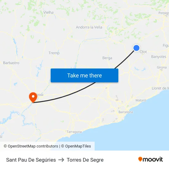 Sant Pau De Segúries to Torres De Segre map