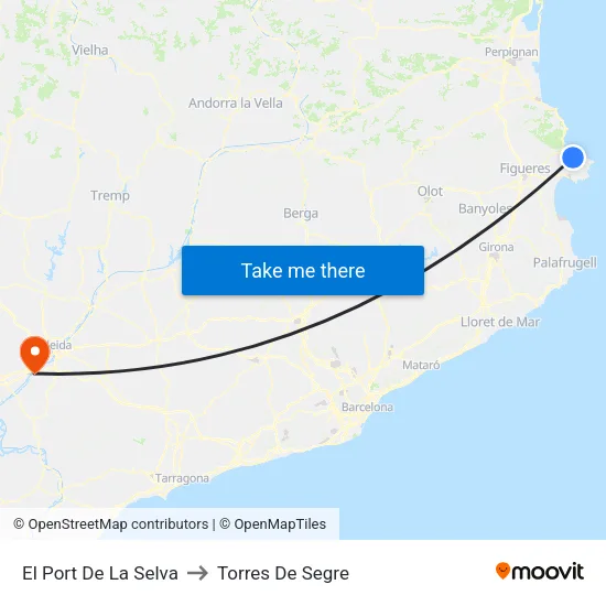 El Port De La Selva to Torres De Segre map