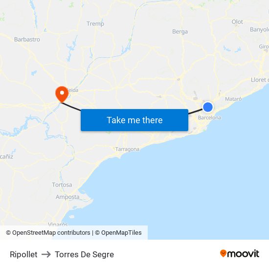 Ripollet to Torres De Segre map