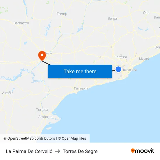La Palma De Cervelló to Torres De Segre map