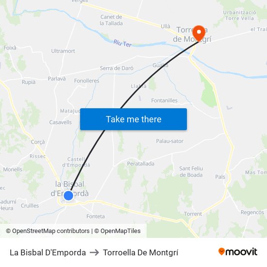 La Bisbal D'Emporda to Torroella De Montgrí map