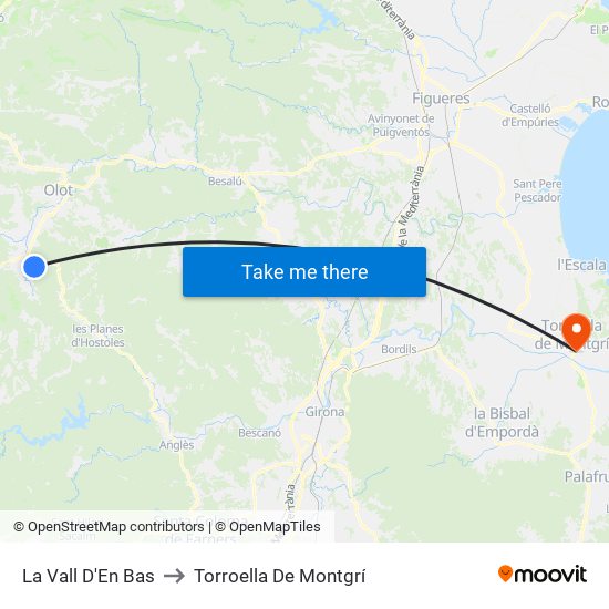 La Vall D'En Bas to Torroella De Montgrí map