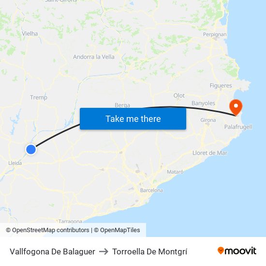 Vallfogona De Balaguer to Torroella De Montgrí map