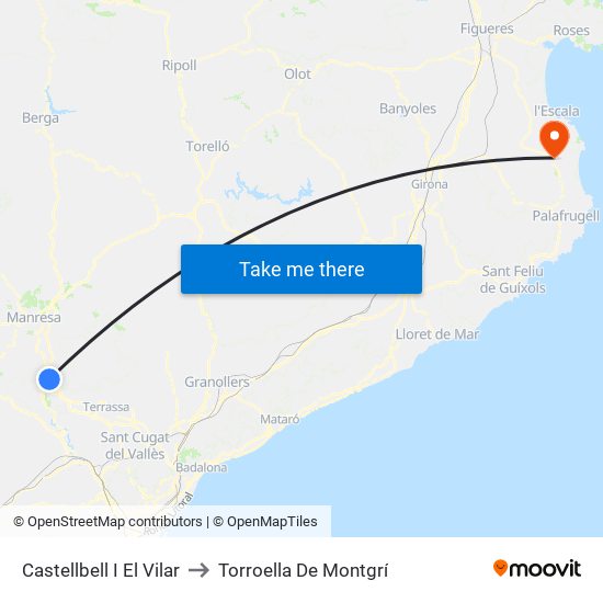 Castellbell I El Vilar to Torroella De Montgrí map