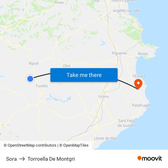 Sora to Torroella De Montgrí map